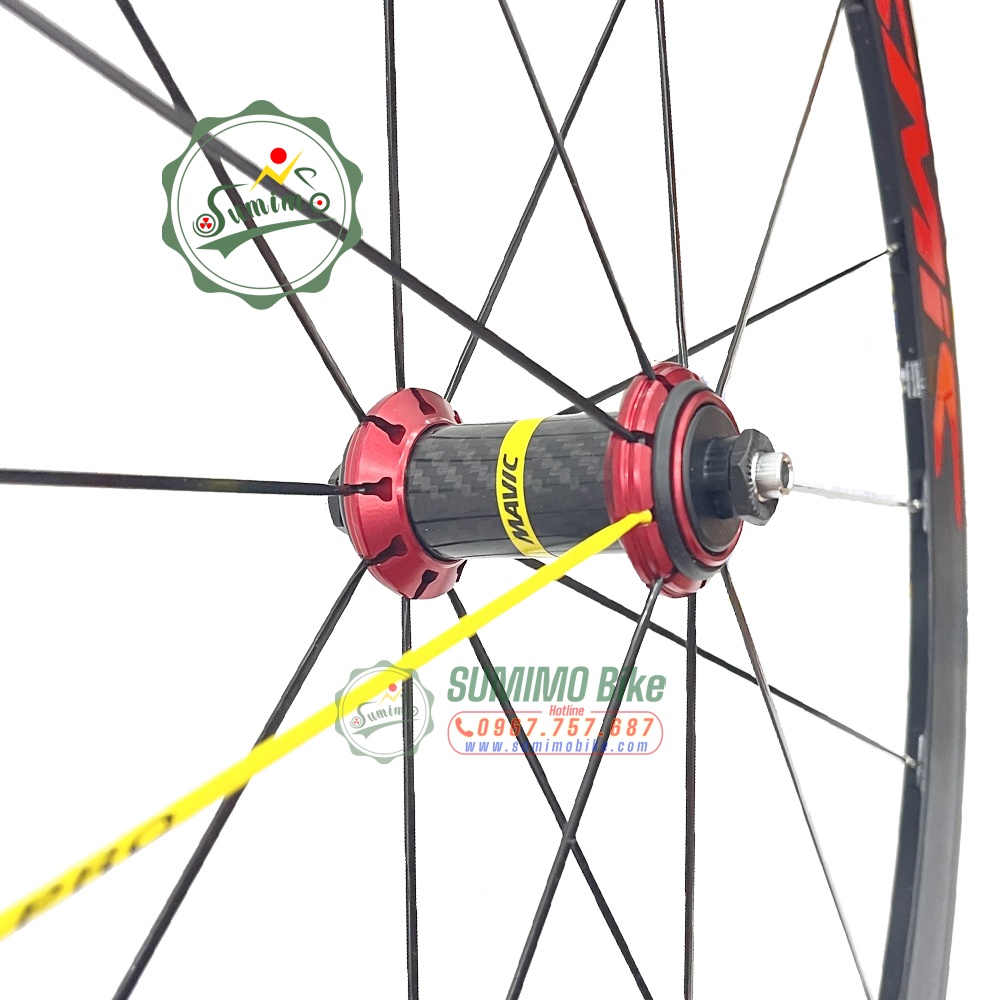 Bánh bộ nhôm MAVIC Cosmic Pro 700c 4cm - Đùm áo carbon - Thắng vành - Tem đỏ