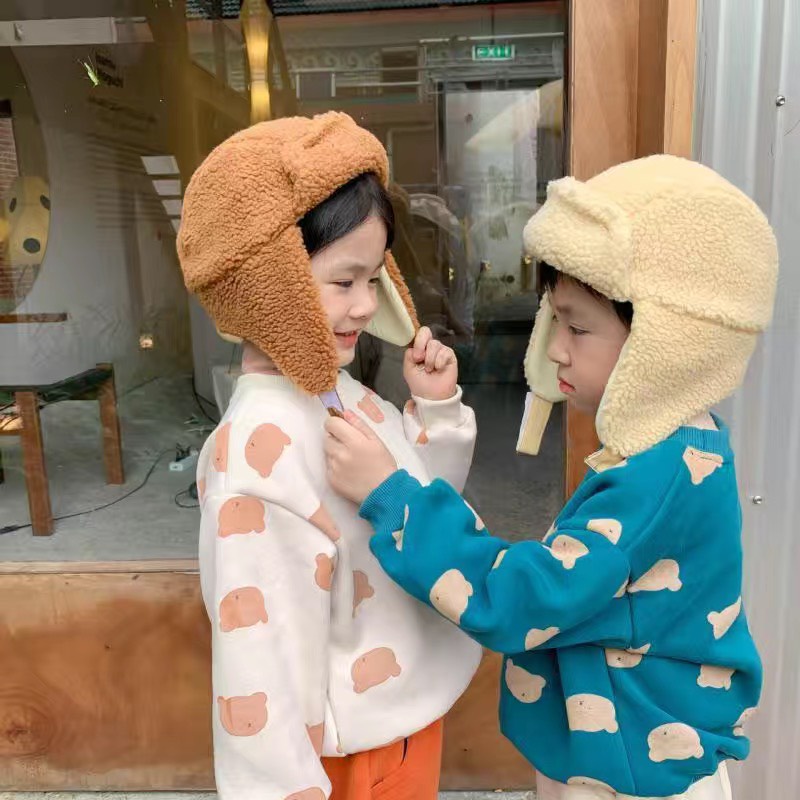 Áo Nỉ Lót lông Họa Tiết gấu HÀng Quảng Châu Cao Cấp Phong Cách Hàn Quốc Cho Bé Trai Bé Gái