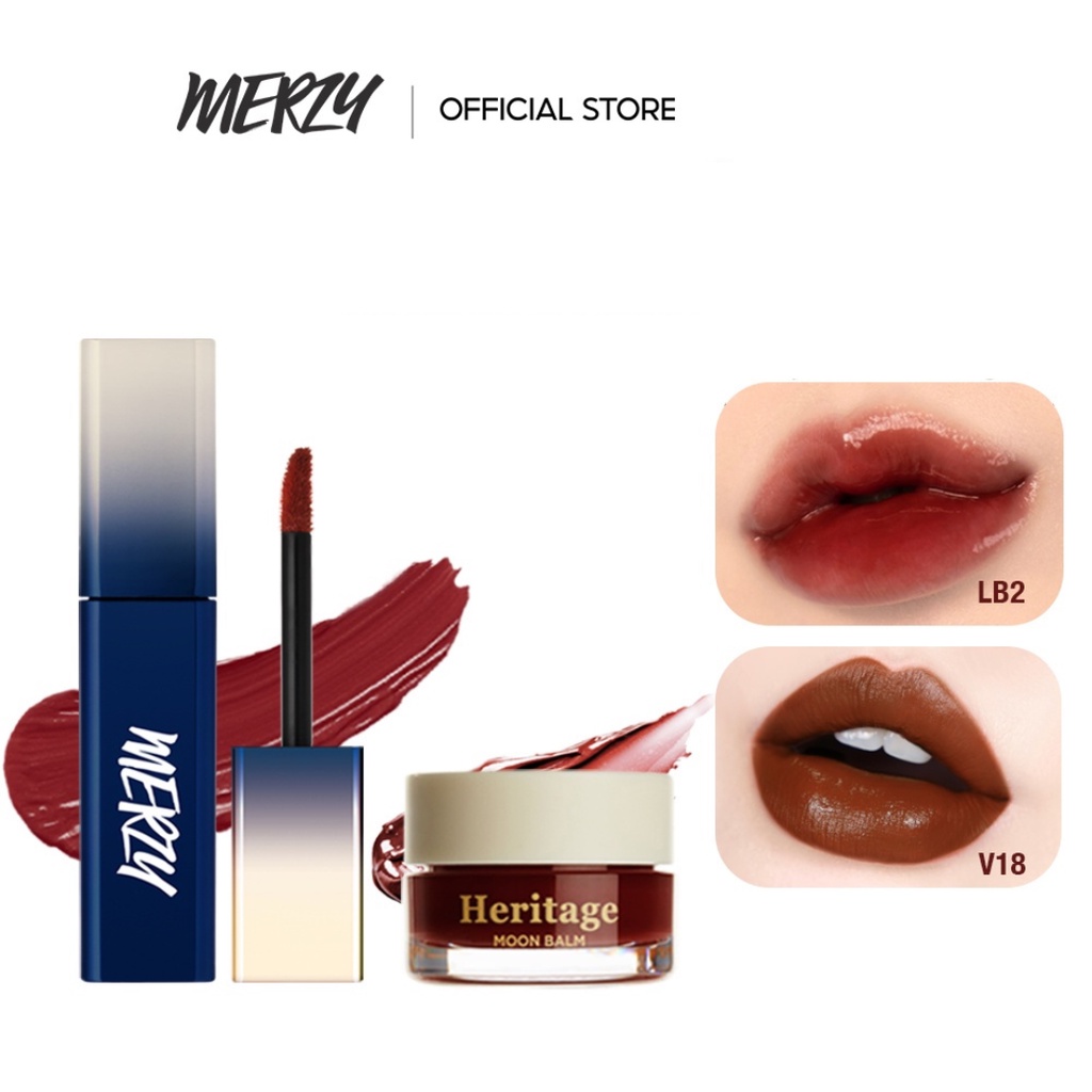 Combo Son Kem Lì Merzy The First Velvet Tint ver Blue 4,5g + Son Dưỡng Merzy The Heritage All Day Lip Care 4g