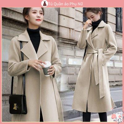 O Mango da 'ng da' 'da' Áo Khoác Len cardigan Thắt Dây Dáng Rộng Phong Cách Hàn Quốc Thời Trang Thu Đông Size Lớn Vừa Vặn Cho Nữ