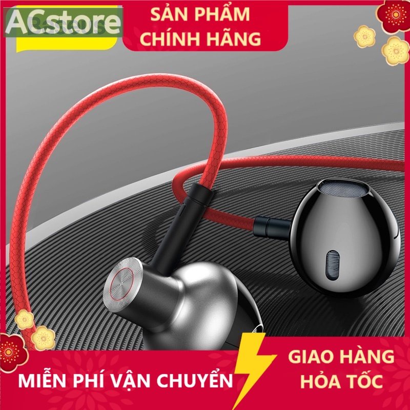 Tai Nghe Chính Hãng BASEUS có dây 6D Stereo H19 Bass Mạnh 3.5mm, Siêu Đẹp, Bền Có Micro, Nghe Nhac Cực Hay, Học Online
