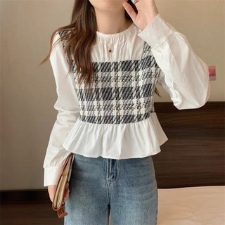 Áo sơ mi dạ tweed bèo gấu