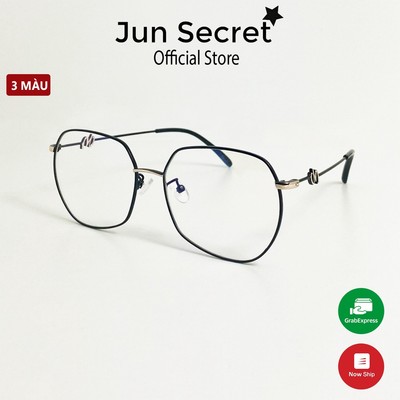 Kính giả cận nam nữ Jun Secret gọng kim loại, kiểu kính mới lạ sang chảnh, tròng 0 độ chống tia UV JS52308