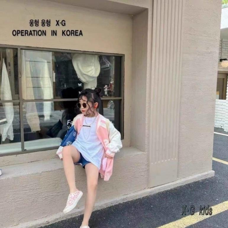 ÁO KHOÁC BOMBER MÀU HỒNG CHO BÉ GÁI - SIZE NHỠ