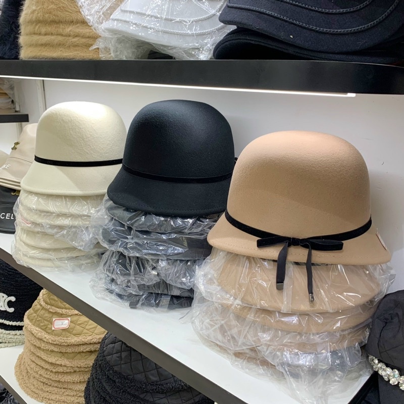 Mũ dạ vành nhỏ thắt dây nơ mai phương bùi