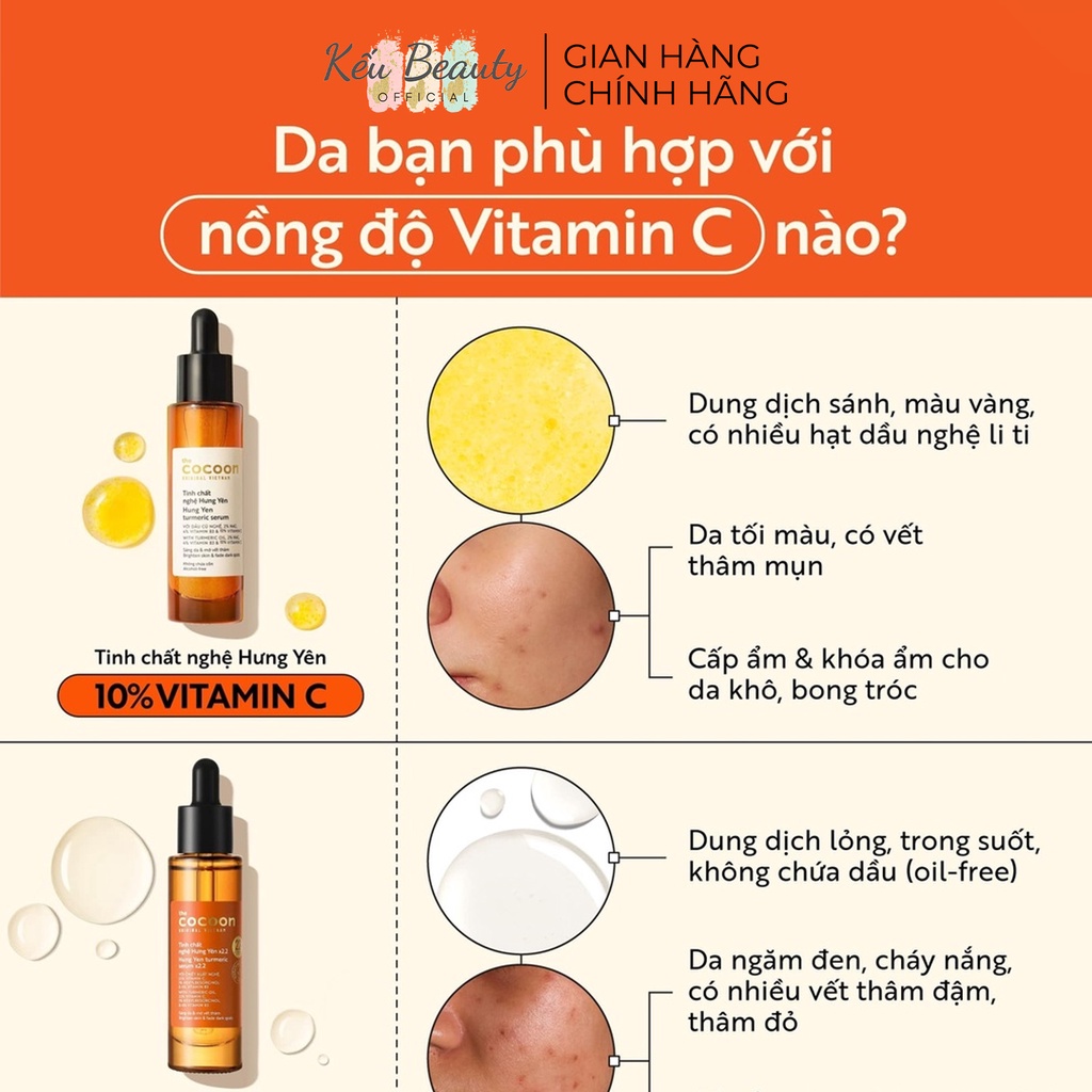 Tinh chất nghệ Hưng Yên x2.2 với 22% vitamin C sáng da chuyên sâu & mờ vết thâm Cocoon 30ml