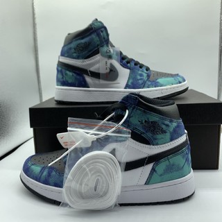 Giày Jordan Cổ Cao Xanh Loang Đậm, Giày Thể Thao JD1 Tie Dye Xanh Nước Biển Hàng Đẹp Đủ Size Nam Nữ
