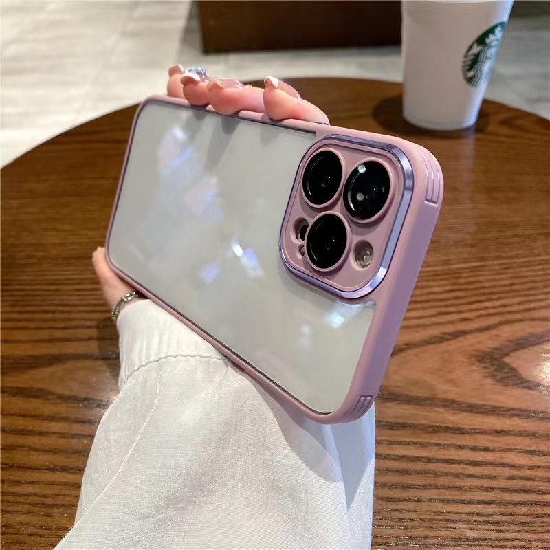 Ốp Điện Thoại Silicon acrylic Cứng Trong Suốt Bảo Vệ Ống Kính Máy Ảnh Sang Trọng Cho iPhone 11 12 13 14 Pro max
