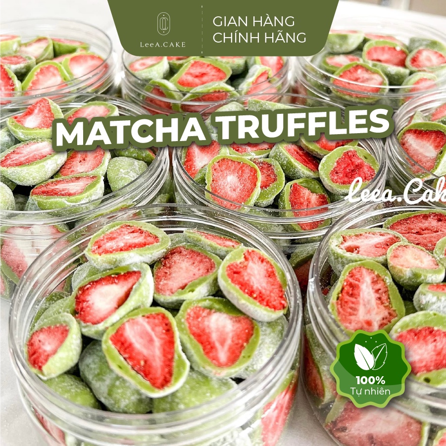 Matcha Truffles dâu tây sấy giòn chua ngọt dễ ăn, dễ thương làm quà tặng, ăn vặt handmade nhà làm - LeeA.Cake