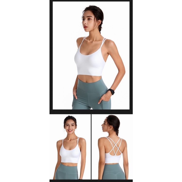 FLOWOMEN áo bra tập gym Áo Ngực Thể Thao Nữ Dây Chéo Lưng Có Đệm Nâng Ngực Cho