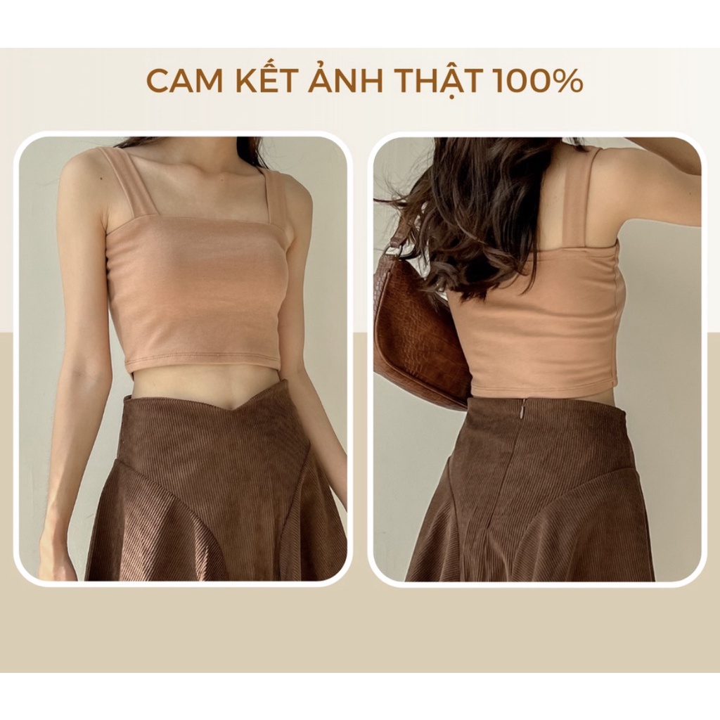 Áo 2 Dây Bản To Có Mút Ngực Áo Croptop Hai Dây Nữ Gem Boutique Chất Cotton 2 Lớp Co Dãn Dày Dặn CROPTOP