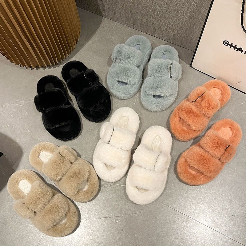 Dép Sandal Đế Dày Lót Lông Cừu Giữ Ấm Thời Trang Cho Nữ