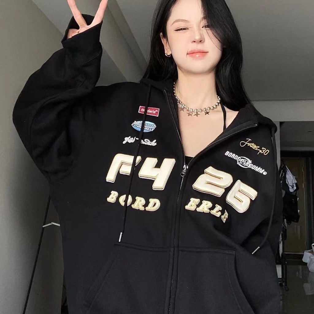 DIDIKA Áo Khoác Bóng Chày Dáng Rộng Màu Sắc Tương Phản Phong Cách Retro Hong Kong Thời Trang Xuân Thu Cho Nữ