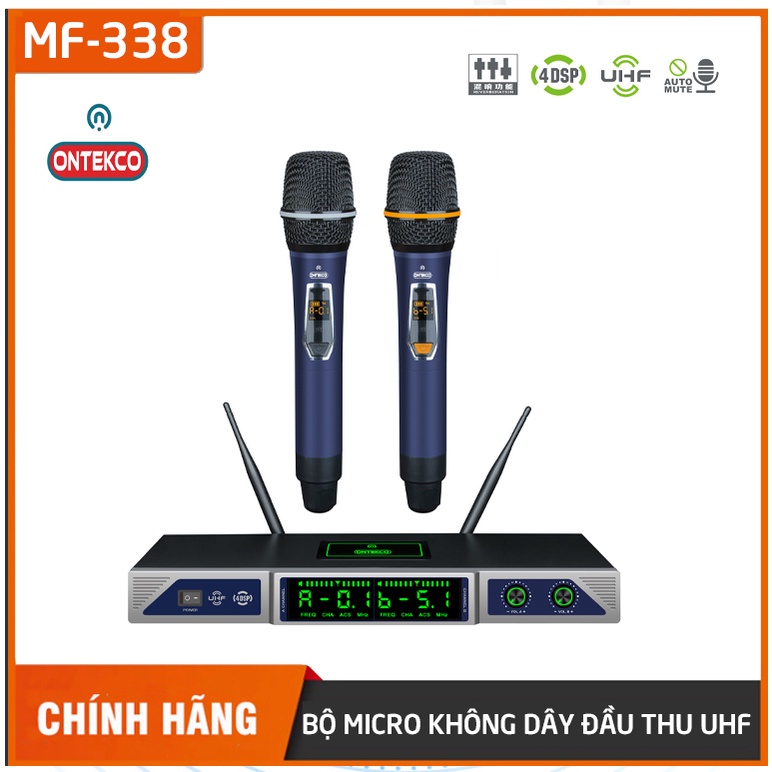 Micro không dây ONTEKCO MF338 đầu thu Sóng UHF - cao cấp đa năng loa kéo, amply, mixer...