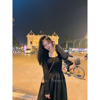 Váy maxi nơ lưng cổ vuông