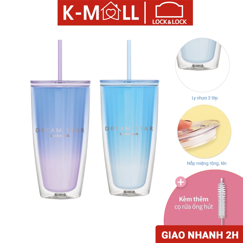 Ly nhựa 2 lớp Lock&Lock kèm ống hút Dream Star Double Wall Cold Cup 750ml HAP522 - K-MALL