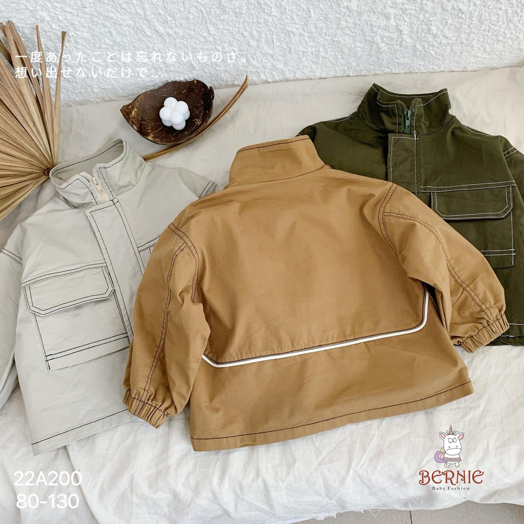 Áo khoác kaki chỉ nổi phong cách Bernie cho bé trai