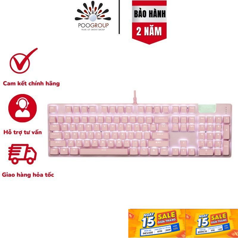 Bàn phím cơ full size màu hồng cá tính E-DRA EK312 Pink có led phím lazer logo thời thượng