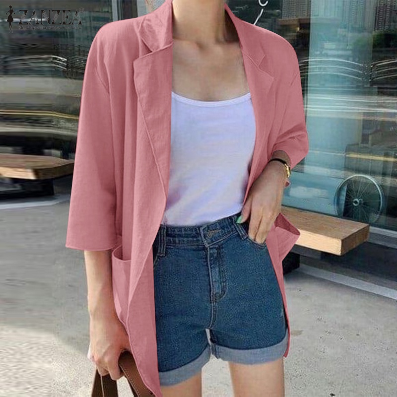 ZANZEA Áo Khoác Blazer Tay Lỡ 3 / 4 Thời Trang Cho Nữ