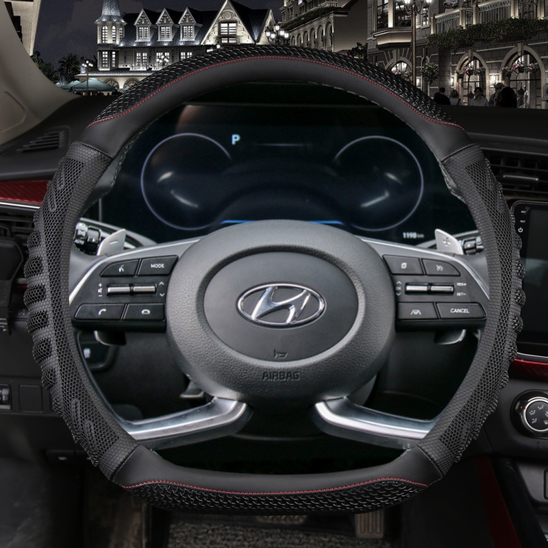 Bao Da Bọc Vô Lăng Xe Hơi Hình Chữ D Bằng Sợi Carbon Cho Hyundai Creta II 2021 2022