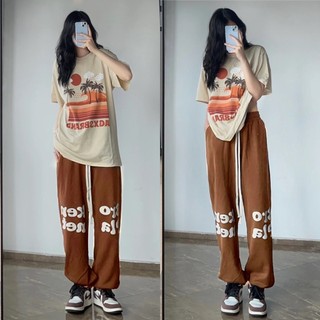 Quần jogger nam nữ quần thun ống rộng in chữ phong cách Hàn Quốc SIB133
