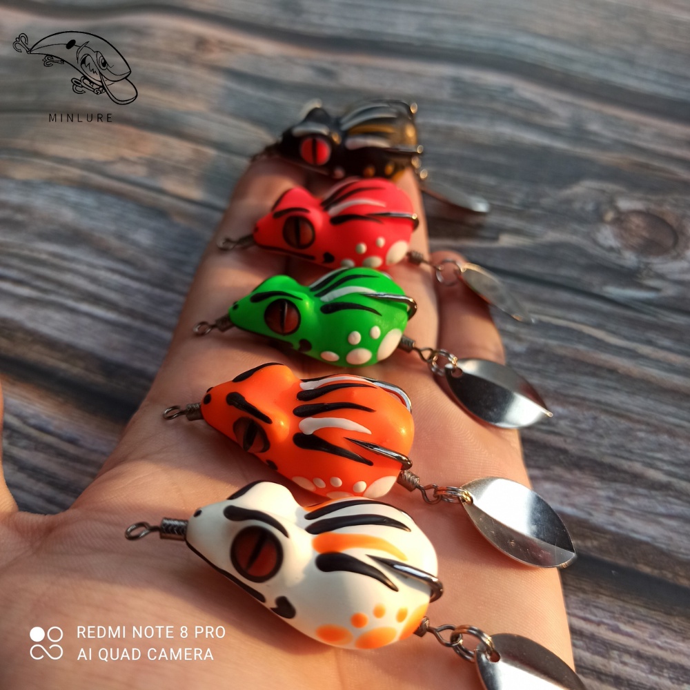 Mồi giả câu lure cá lóc nhái hơi Nhím Mini 3.5cm Minlure chuyên câu cá lóc ruộng đồng nước lũ câu cá lóc nhỏ