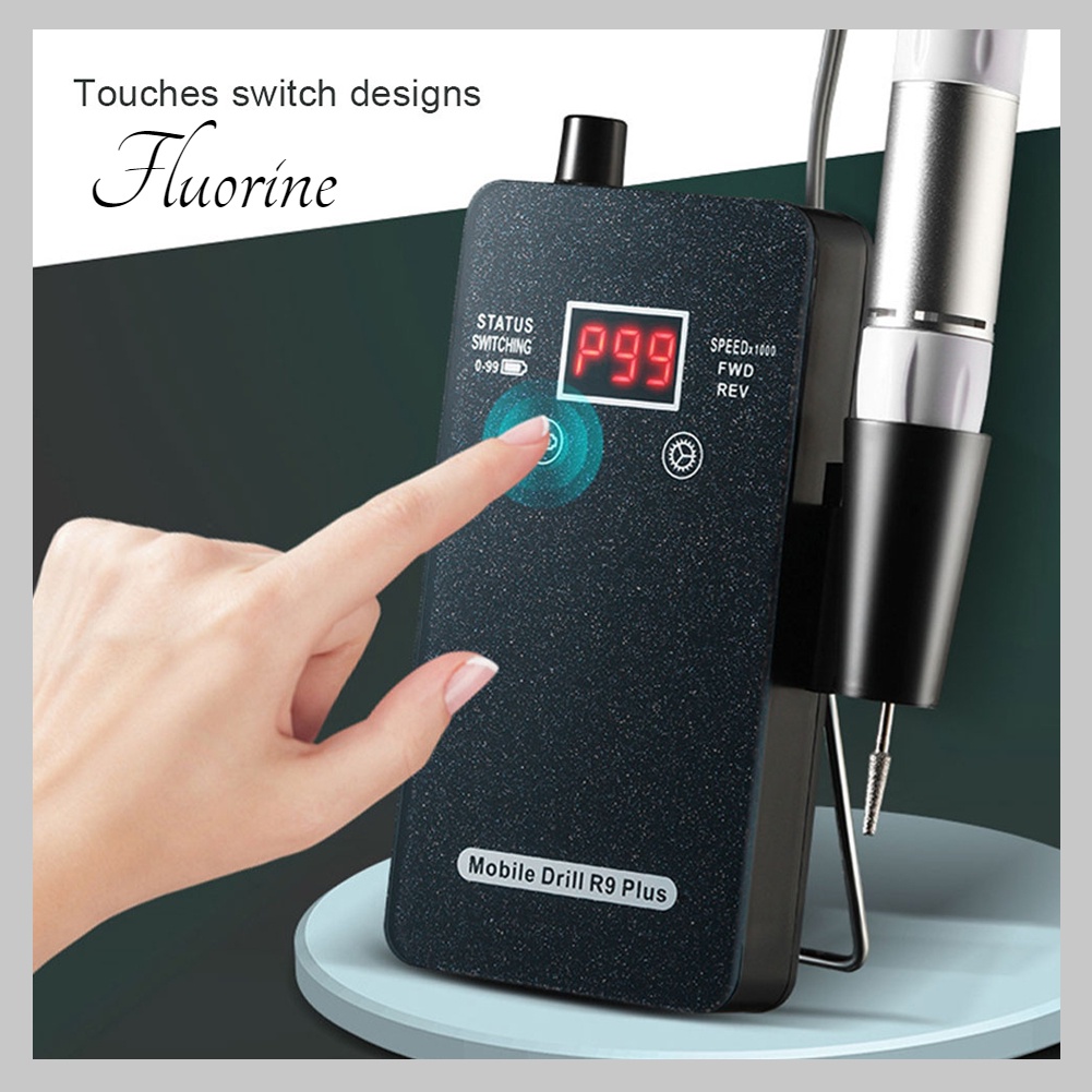 Máy khoan móng tay điện R9 plus có thể sạc lại mài đánh bóng cầm【Fluorine073】