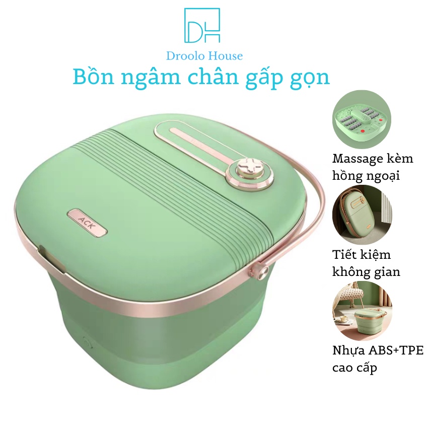 Chậu ngâm chân massage gấp gọn, Bồn ngâm chân mát xa cao cấp điều chỉnh nhiệt độ, điều khiển từ xa- Nhựa ABS cao cấp