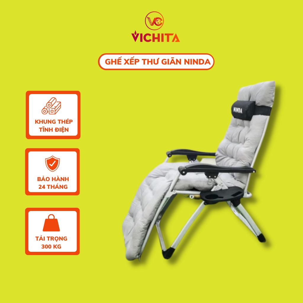 Ghế Xếp NINDA Nằm Ngủ Trưa Thư Giãn - Ghế Xếp Giường Gấp Đa Năng Tiện Lợi-Nâng Gập Tự Động-Khung thép sơn tĩnh điện