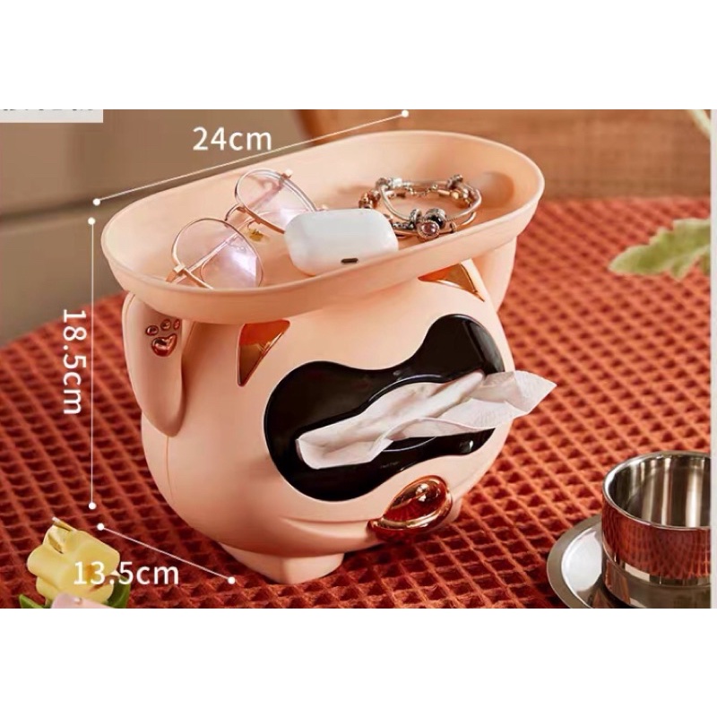 Hộp đựng giấy ăn hình mèo sáng tạo có giá đỡ để đồ tiện dụng