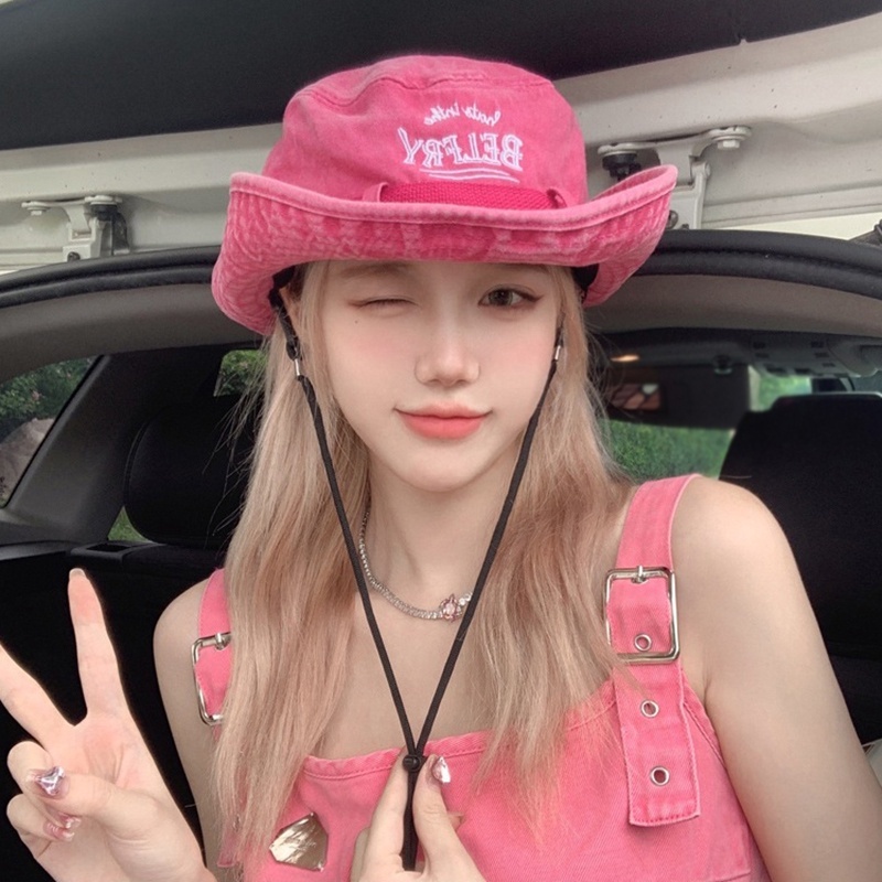 Mũ Bucket Jeans Thêu Chữ Thời Trang Cho Nữ