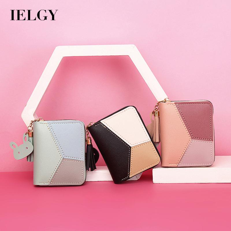 Ví Ngắn Có Khóa Kéo Phối Màu Sắc Tương Phản Phong Cách Hàn Quốc Thời Trang Cho Nữ