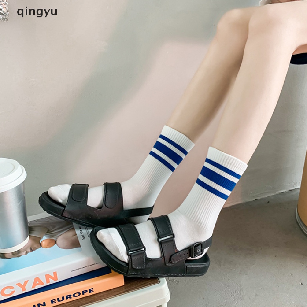 Vớ Cotton Thể Thao Cổ Vừa Kẻ Sọc In Chữ P Màu Xanh Dương Hợp Thời Trang Dễ Phối Đồ Cho Nữ