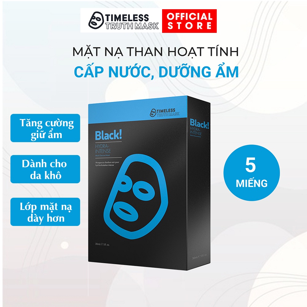 Mặt nạ than hoạt tính cấp nước, dưỡng ẩm Timeless Truth Mask - Black Hydra Intense (30ml x 5 miếng)