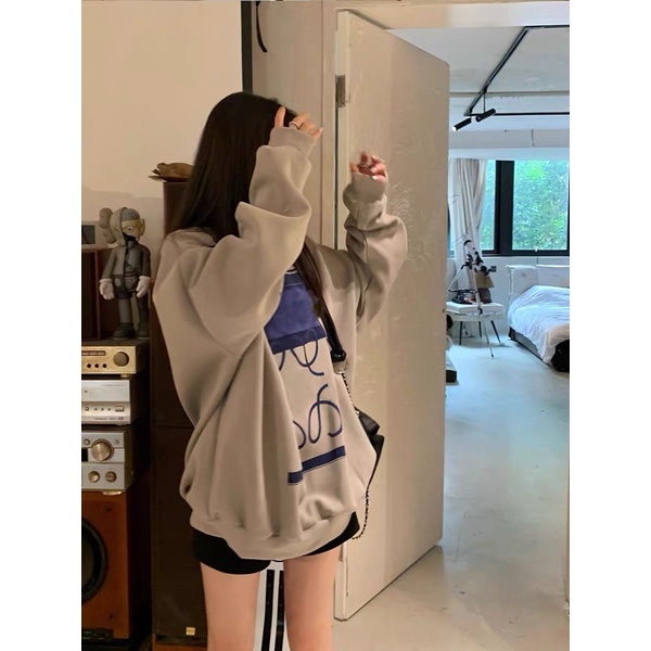 Áo sweater xám nỉ bông unisex