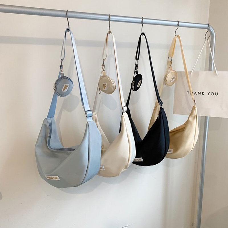 Mischa Túi Đeo Vai Bằng nylon Sức Chứa Lớn Màu Trơn Chống Thấm Nước Dễ Phối Đồ