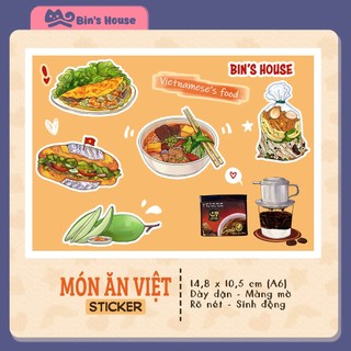 Bin's house | sticker món ăn việt nam - nhãn dán trang trí dễ thương