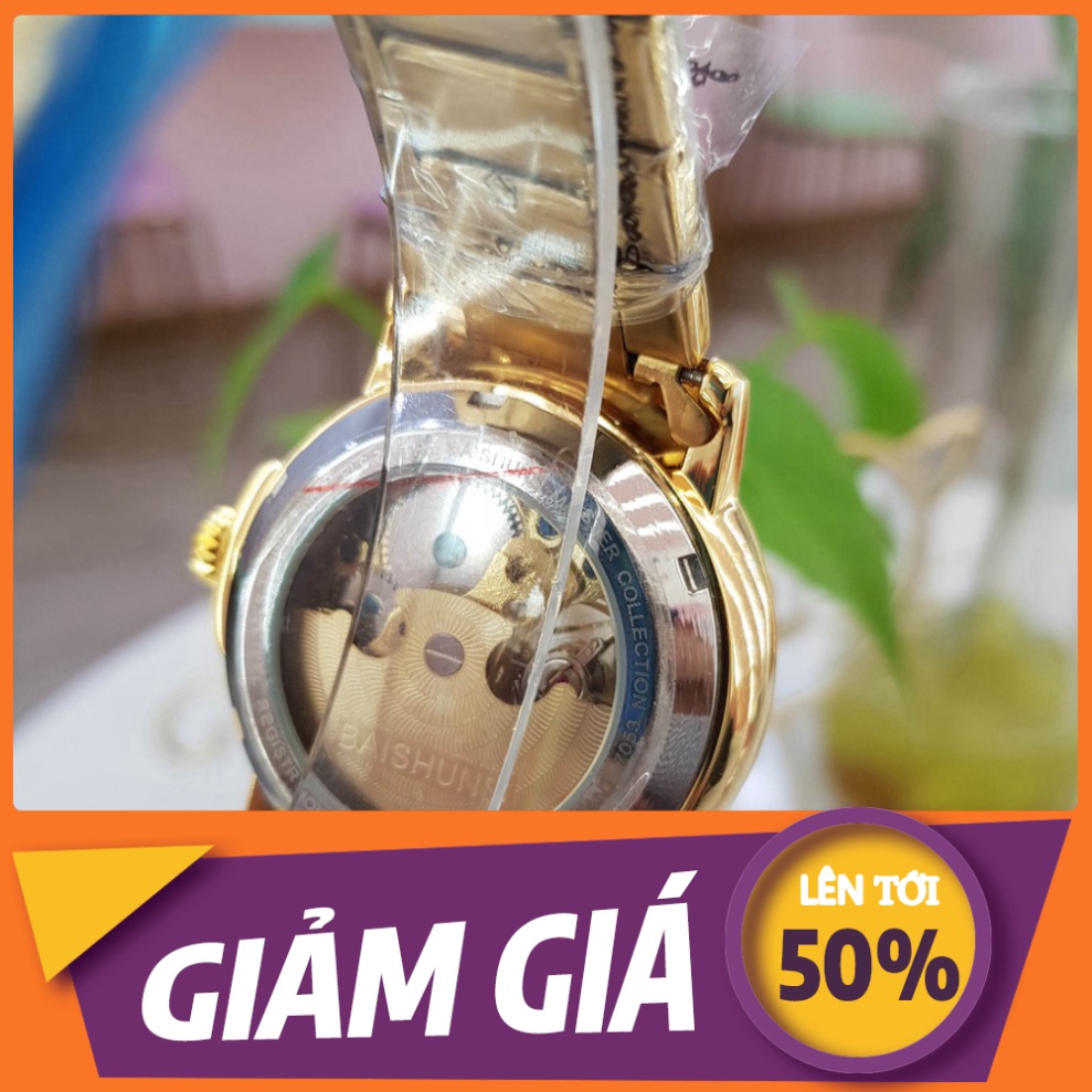 SIÊU GIÁ Đồng hồ cơ nam Baishuns lộ máy dây da cao cấp full box hàng chính hãng Tony Watch 68 SIÊU GIÁ