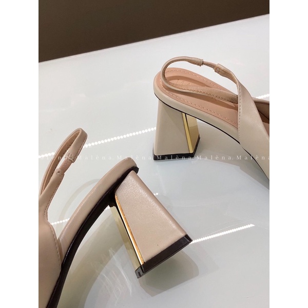 Giày slingback Malena mũi nhọn dáng đế xéo cao 7cm