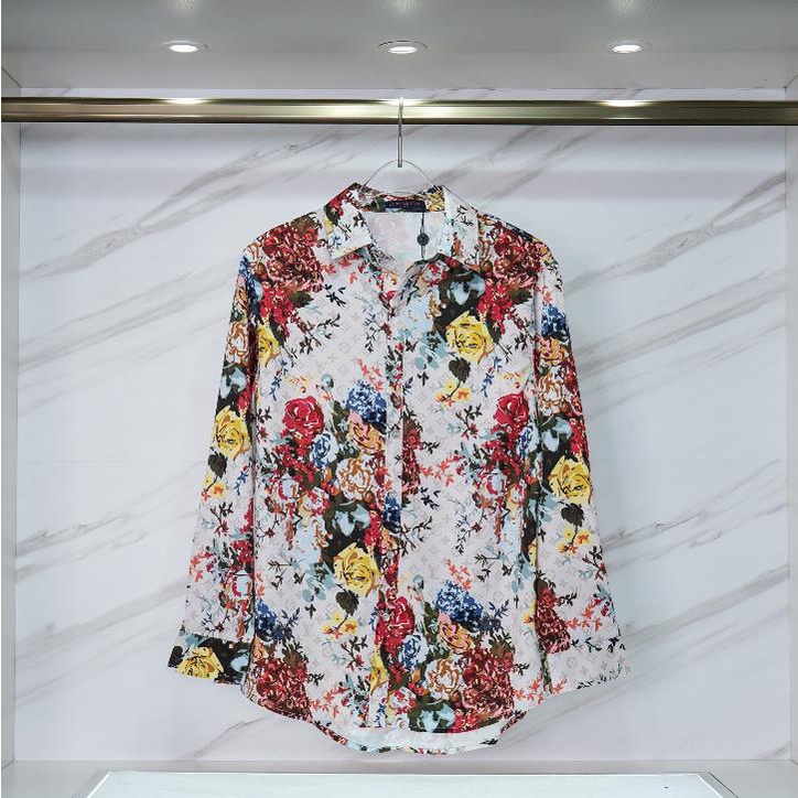 Áo Sơ Mi Lụa Satin Cotton Tay Dài In Hình Nhiệt Đới Phong Cách Unisex