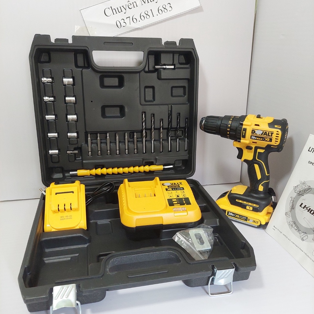 Máy Khoan Pin Dw 20v không chổi than tặng 24 phụ kiện
