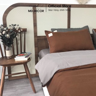 Bộ chăn ga gối cotton tici MD.Decor - Bedding trơn màu vintage dễ dàng trang trí phòng ngủ m4 m6 m8