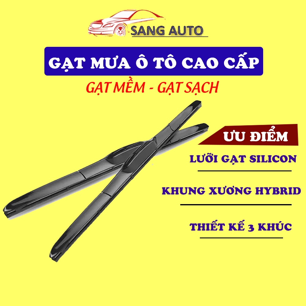 Gạt Mưa Silicone Hybrid 3 khúc CAO CẤP - Loại ngàm U cho các dòng ô tô xe hơi phổ thông