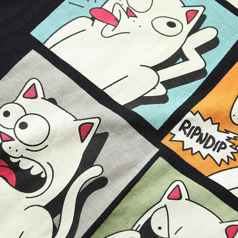 Áo Thun Cặp Tay Ngắn In Hình Mèo RIPNDIP Giá Rẻ Và Chữ FRUSTRATION Be a Grimace Hoạt Hình Dành Cho Nam Nữ