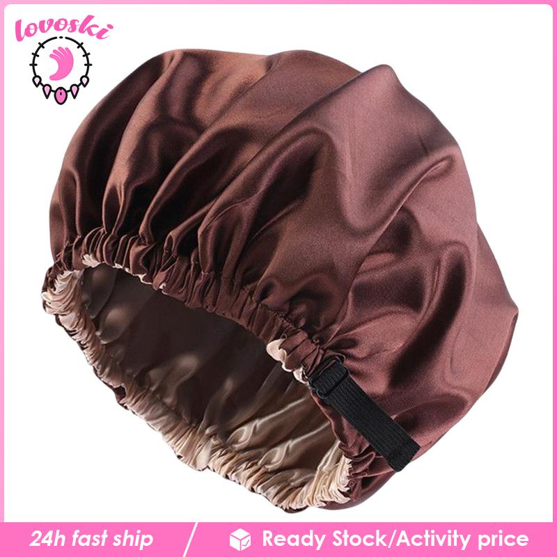 Mũ Trùm Đầu Vải satin Hai Lớp Có Thể Điều Chỉnh Dùng Khi Ngủ / Kaki