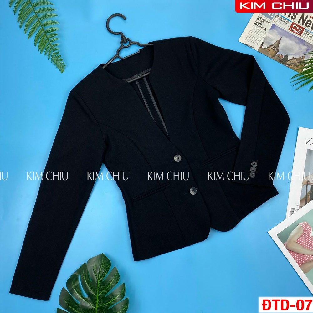 Áo Vest Nữ Công Sở Cao Cấp Kim Chiu Màu Đen, Vải Tuyết Mưa Tay Dài Form Đẹp Từng Đường Kim Mũi Chỉ VTD-07