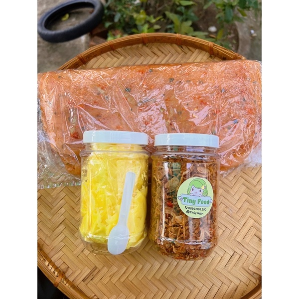 COMBO HƠN 1KG GỒM BÁNH TRÁNG PHƠI SƯƠNG + HỦ BƠ BỰ + HÀNH PHI MUỐI TÉP