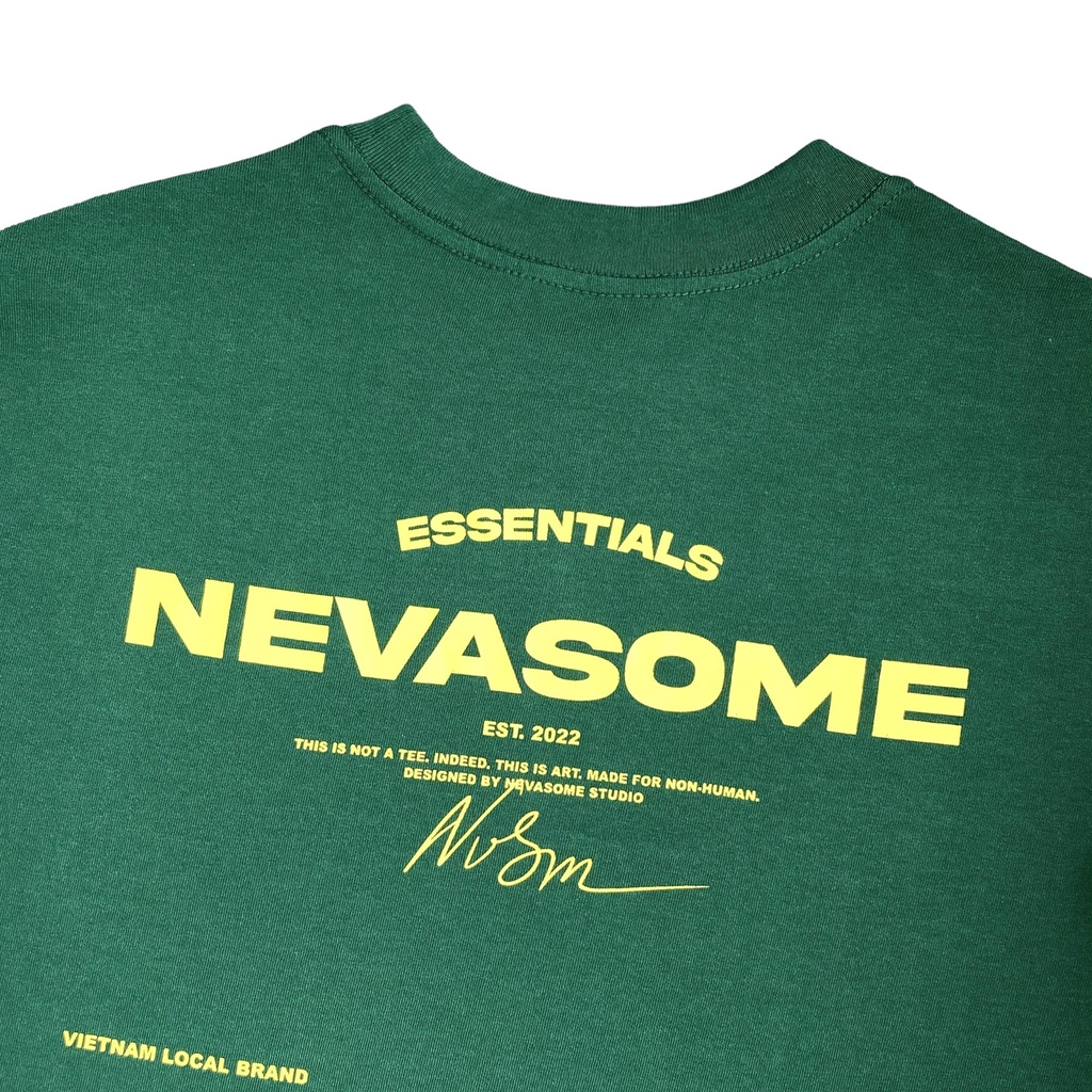 Áo Thun Oversize Local Brand NEVASOME Signature v2 Xanh Rêu Cotton Tay Lỡ Form Rộng Nam Nữ
