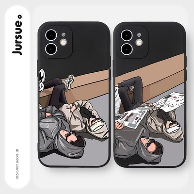 Ốp lưng JURSUE dẻo hình độc lạ ngầu nam nữ đen Cho iPhone 17 16 15 14 13 12 11 Pro Max SE 2020 X XR XS ip 8 7 Plus Y2495