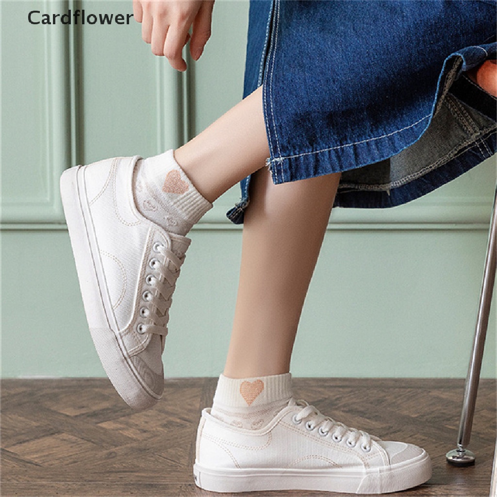 < Cardflower > Vớ Mắt Cá Màu Trắng Phong Cách Harajuku Nhật Bản Dễ Thương Cho Nữ